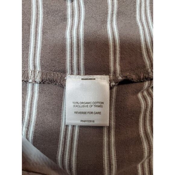 Garnet Hill Womens 14 DRESS STRIPED Brown White ORGANIC COTTON Pockets XL - Picture 4 of 8